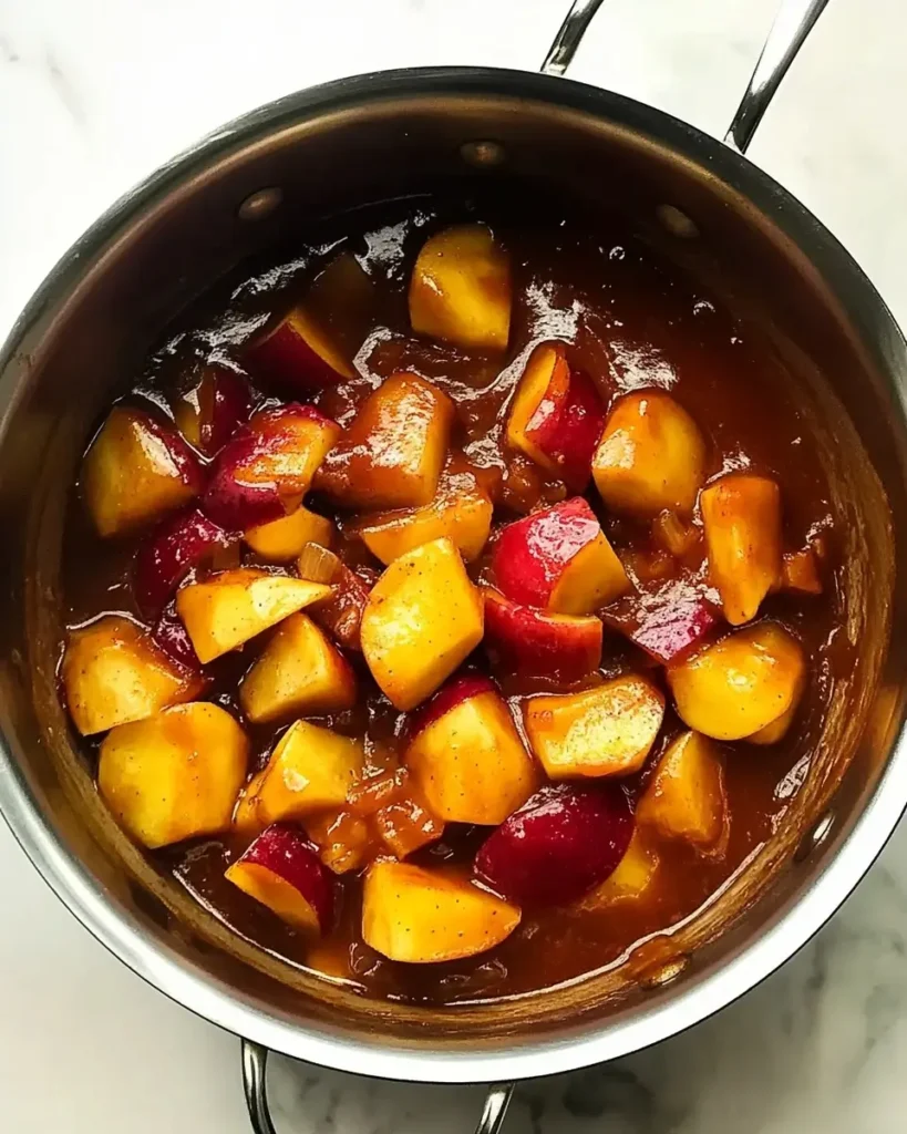 cooked peach filling for peach oatmeal breakfast bars